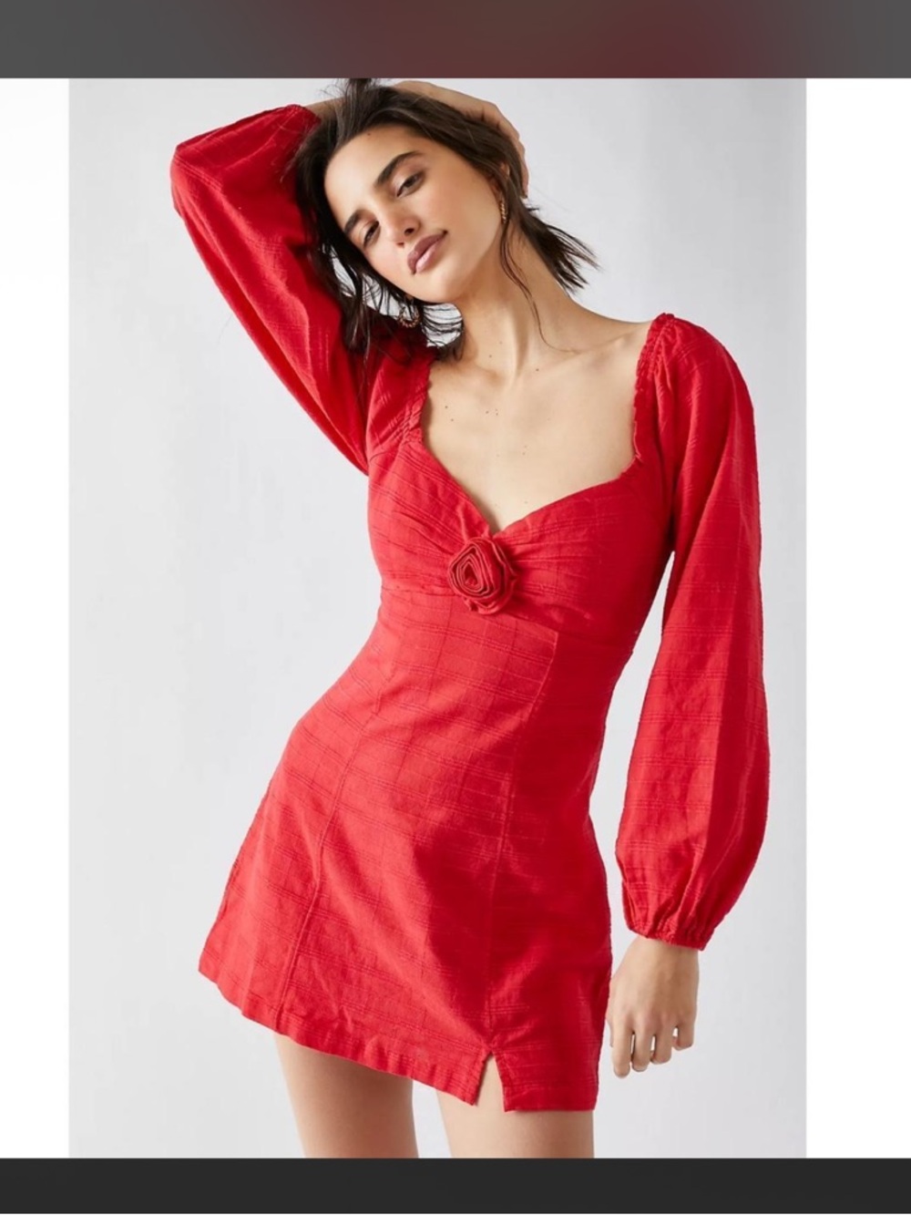 Free People Sweetheart Mini Dress Red Romantic Put A Rose on It Western